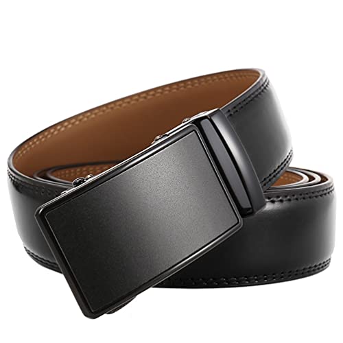 WANGKENSU Genuine Leather Belt Men Automatic Buckle Belts Brown Belt Male Wedding Cummerbunds (Color : Brown Size : 110-130cm) (Black 110) - Image 2