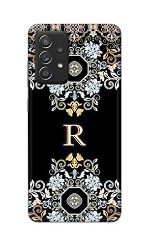 Image of PRINTFIDAA Name II Initial II Letter Floral Pattern Alphabet R Printed Designer Hard Back Case Cover for Samsung Galaxy A52 / A52 5G (6.5 inch) -(TI) MVN1007
