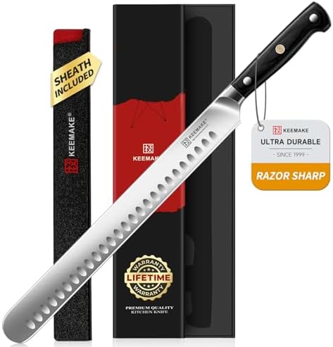 KEEMAKE Brisket Knife, 12 inch carving and slicing knife with sheath