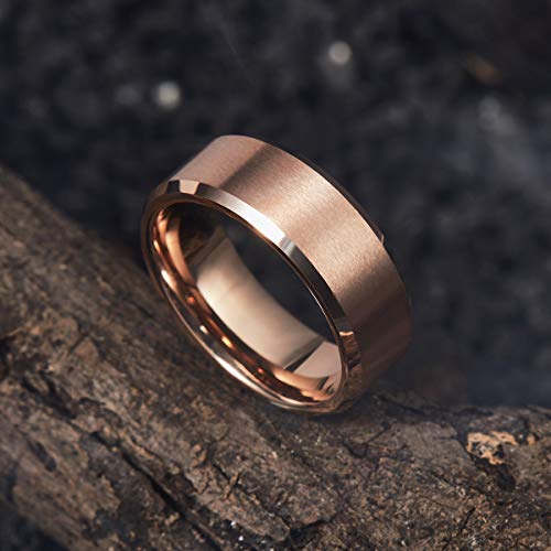 King Will Basic Unisex Silver/Black/Blue/Rose Gold/Gold/Purple Tungsten Carbide Matte Polished Finish Wedding Beveled Edge Engagement Band Ring for Men Women2
