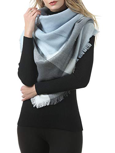 Durio Écharpe d'hiver XXL à carreaux pour femme avec franges - Multicolore - taille unique Cover