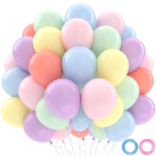 Ballons Anniversaire Multicolores, 52 Pièces Ballon Pastel Rose Bleu Vert Décoration Mariage,Ballon Helium Pastel Macarons pour Décoration Enfant...