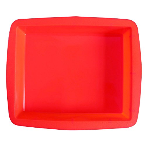 BAKER DEPOT Molde de silicona rectangular grande para el molde del pan de la fabricación de la torta Color rojo