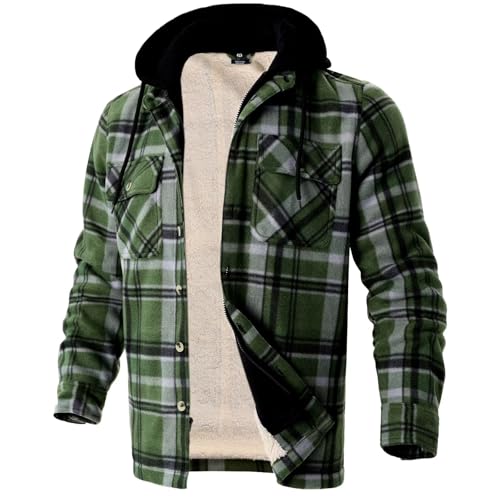 Image of LeeHanTon Mens Flannel Jacket Heavyweight Sherpa Fleece Jackets Outdoor Hiking Casual Soft Warm Coat with Pockets