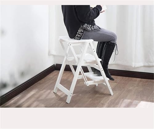 Taburete de madera maciza con estante de almacenamiento y diseño plegable 3