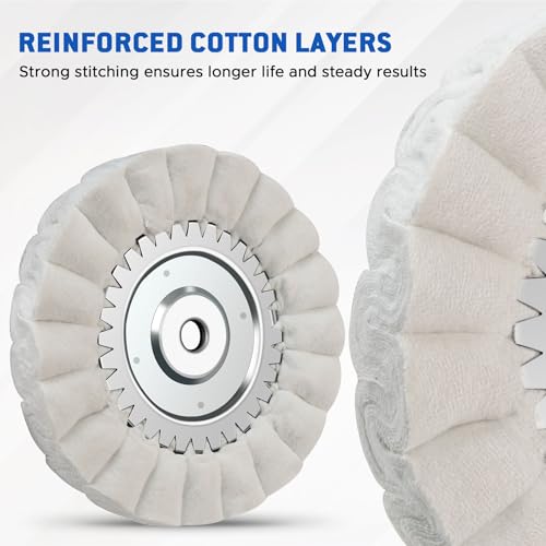 Image of 8 inch S-Shape Fine Airway Buffing Wheel with One-Piece Hub