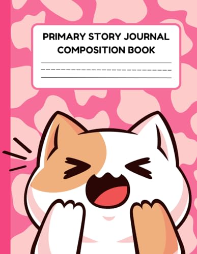 Cute Cat Elementary Primary Story Journal Composition Book Grades K-2 K-3 Writing Notebook: Story Paper For Kids a Draw and Write 8.5 x 11 inches 120 ... and Primary Writing Lines | School Supplies image 2