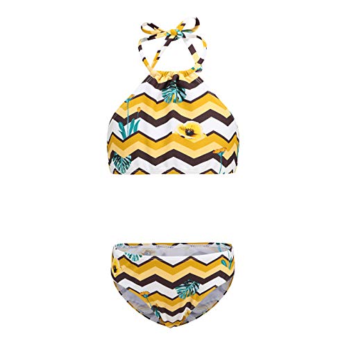 Image of Girls Two Piece Bikini Swimsuits Pink Halter Bathing Suit