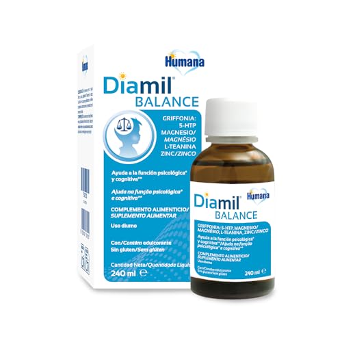Diamil BALANCE, Complemento alimenticio a base de Griffonia y L-teanina que contribuye a la función psicológica y cognitiva, para niños y adultos, 240 ml