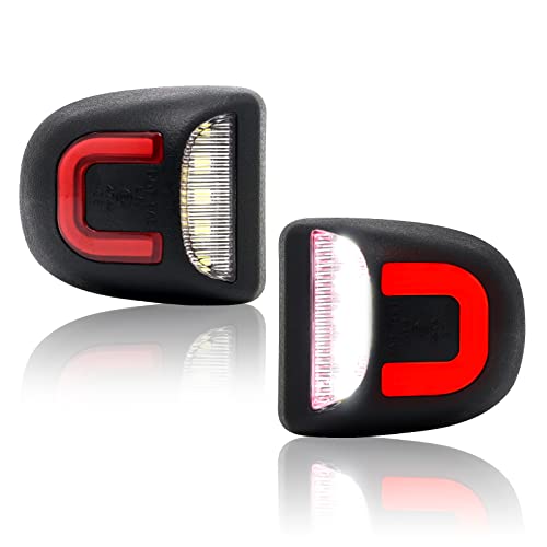 Shinefit Led License Plate Light Replacement For Silverado Sierra 1500 2500 3500 Suburban Tahoe Avalanche Yukon Xl Escalade, Red U-Shaped White Tag Lamp Assembly, Pack Of 2 #TOP2
