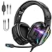 Produktbild Krysenix PG2 RGB Gaming Headset für PS4, PS5, PC, Xbox, Switch, Ps5 Gaming Headset mit Mikrofon, Xbox Gaming Kopfhörer mit LED, Noise Cancelling Kopfhörer mit 3.5mm Klinke,Reines Schwarz