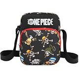 Get Trend One Piece Bandolera Bolso Niño, Crossbody Bag con Cremallera y Correa Ajustable, Bolso para Movil y Objetos, Regalo Niño (Noir/Multi One Piece)