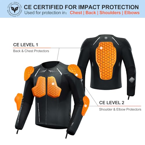 DUHAN Motorcycle Shirt Mesh Motorcycle Jacket Men with CE Level 2 Armor motorcycle protective gear for All Seasons (US, Alpha, Small, Regular, Regular, Grey)