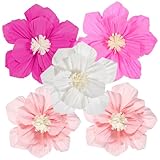 Grevosea 5 Stück Papierblumen Groß Deko Krepppapier Blumen Papierblumen zum Aufhängen Klassisch Seidenpapier Blumen für Hochzeit Geburtstag Brautparty Wandhintergrund