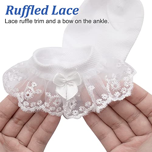 Looching 5 Pairs Toddler Baby Girls Ruffle Lace Socks Mesh Eyelet Frilly Cotton Ankle Soft Dress Kids Princess Socks4