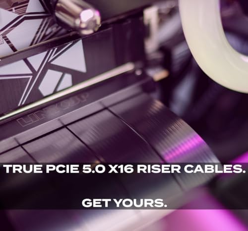 Image of LINKUP - AVA5 PCIE 5.0 Riser Cable (Open Box) [50cm (Total Length 54cm)] RTX5090 RX9070 GPU Ready | x16 128GB /s Speed | Compatible with PCIe 4.0 & WRX80 /WRX90E | Left Angle, Black