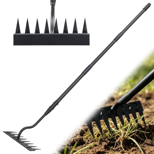 Weeding Rake for Gardening, 70 Inch Weed Puller Tool with Long Handle for Weeding Loosening Soil Cultivating Heavy Duty Metal 8 Tines Weeder for Backyard, Lawn, Garden Beds