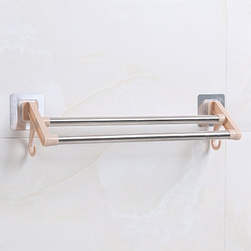 Barre de serviette rotative en acier inoxydable à double support mural - 5