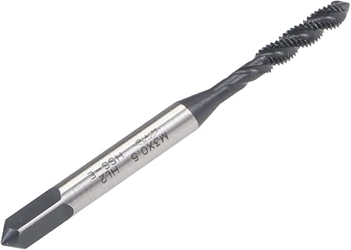 Miniatura 3 de uxcell M3 x 0,5 espiral flauta roscada, rosca métrica máquina HSS revestimiento de nitruración HSS, vástago redondo con extremo cuadrado, tolerancia