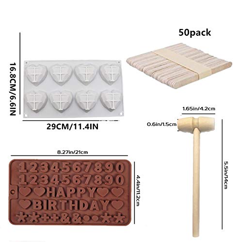 Moldes de coração de diamante de 8 xícaras, moldes de picolé ovais de silicone, 4 formas de picolé,