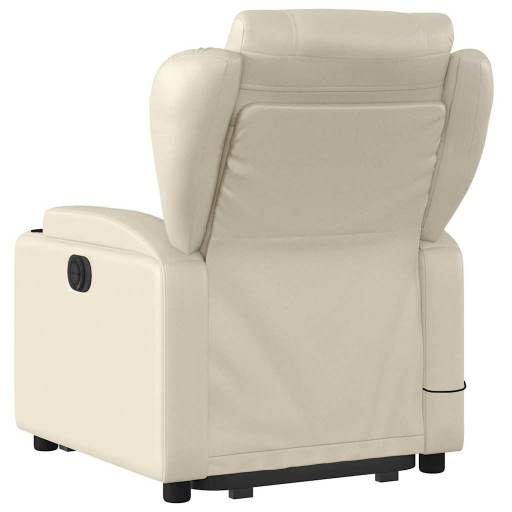 Sillón elevador reclinable con masaje de 6 puntos, de piel sintética, función de elevación eléctrica y reclinación manual, estructura estable de madera y metal,