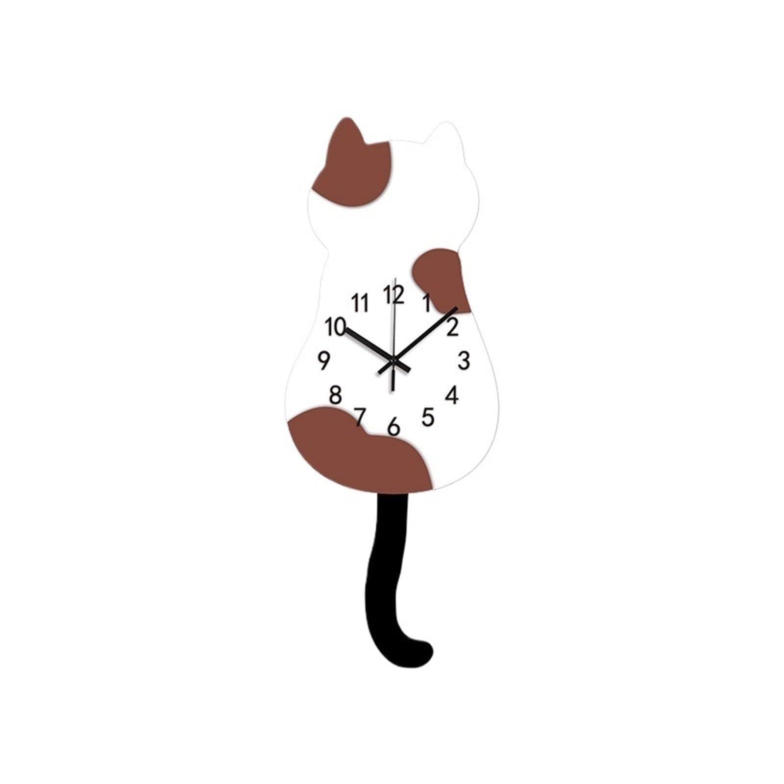 Horloge murale chat oscillant silencieuse : l'astuce déco pour un bureau sans stress