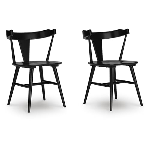 Signature Design by Ashley Gretlynn Casual Solid Wood Armless Dining Chair, Set of 2, Black