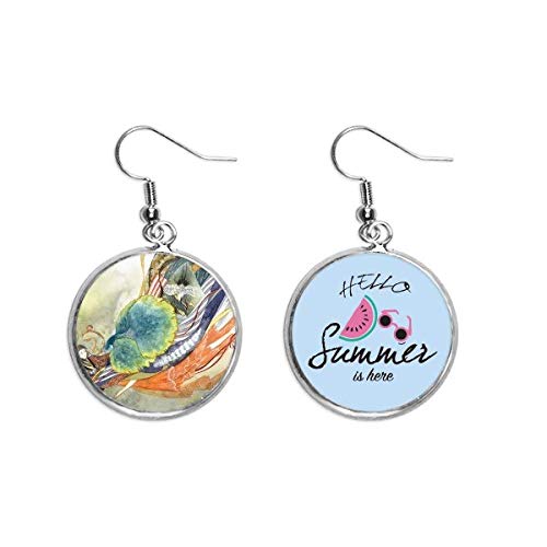 Pendientes de sandia estilo chino antiguo Peacock Girl para verano