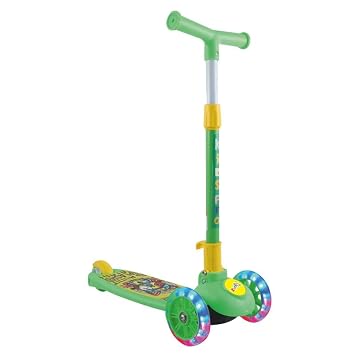 Super Scooty for Kids | 3-Wheel Smart Kick Scooter | Foldable & Height Adjustable | Extra Wide LED PU Wheels & Brake | for Boys & Girls Ages 3-10 Years (Green)