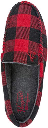 Original Penguin Mens Slippers, Microsuede Venetian Moccasin Slipper, Black Red Plaid, Men's Size 9 #TOP3