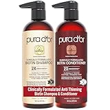 PURA D'OR Clinically Formulated Biotin Shampoo & Conditioner For Hair Thinning - 2X Concentrated Proprietary Herbal Blend Thickening Products For Women & Men, Sulfate Free, 16oz x2