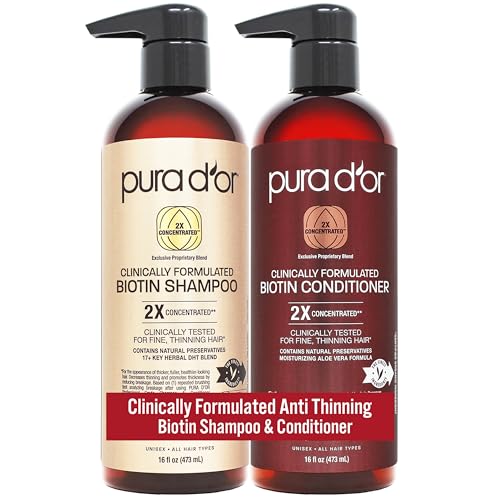 Pura D'Or Professional Grade Hair Thinning Therapy Shampoo & Conditioner Regimen Clinically Tested Super Concentrated For Maximum Results, Sulfate Fre