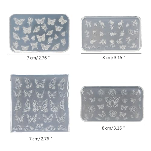 Molde prático e fino de silicone para unhas, placa de estampagem transparente, estêncil, moldes de s