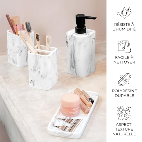 Set Accessoires Salle de Bain 4 pcs Effet Marbre zccz