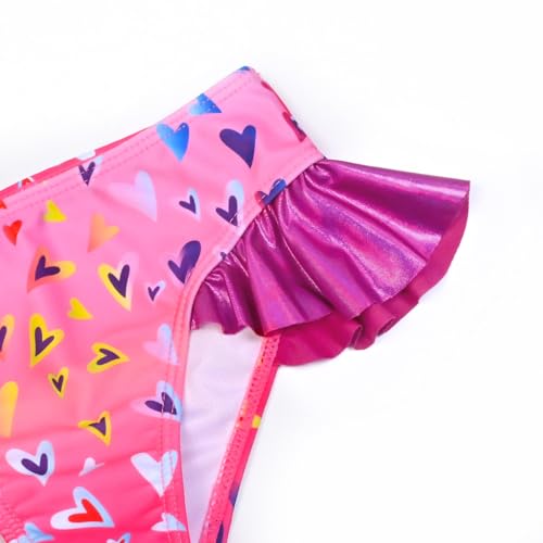 Image of CHILDRENSTAR Girls Metallic Bathing Suits Shiny Ruffles One Shoulder 2 Pieces Swimsuits Cute Bikini Set