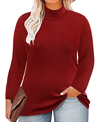 Image of CARCOS Womens Plus Size Tops Mock Neck Long Sleeve Shirts Turtleneck Tunics for Fall Winter XL-5XL