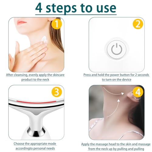 Piegricdiat Face and Neck Massager Tool, 7-in-1 Color Red-Light-Therapy Wand for Skin Care