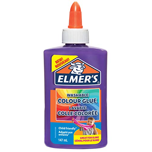 Elmer's Kleur PVA Lijm | Paars | 147 ml | Wasbaar | Geweldig om slijm te maken | 1 Count