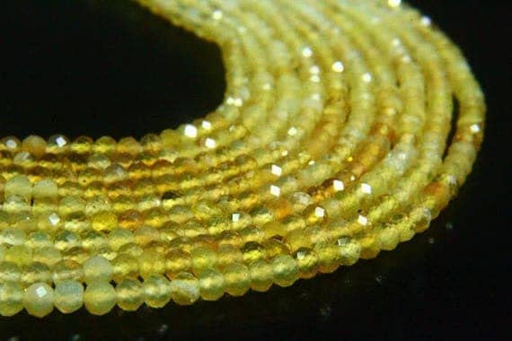 Opal jaune rondelles 2.5mm perles pierres gemmes facettées pour fabrication bijoux diy fil 13''