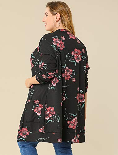 Image of Agnes Orinda Women's Plus Size Lightweight Cardigan Casual Soft Long Sleeve Floral Knit Cardigans with Pockets