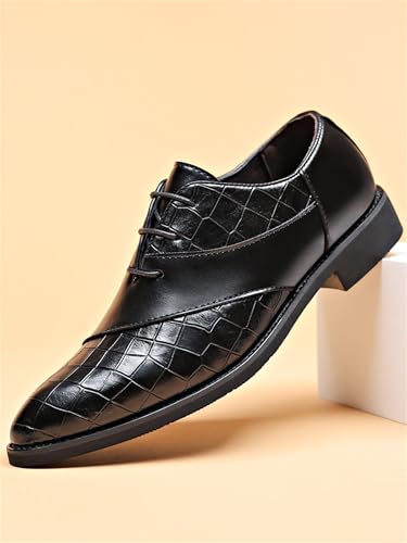 Image of Men's Trendy Dress Shoes Business Formal Lace-up Oxfords Modern Casual Derby Shoes