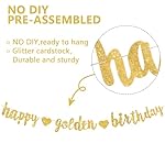 Glitter Gold Happy Golden Birthday Banner,NO DIY Gold Glittery Themed Party Supplies Decorations,Golden Birthday Garland Sign Backdrop for Women Men - Image 2