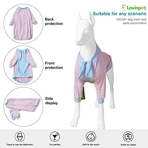 Lovinpet Pet Pajamas For Large Dogs/Stripe Lightweight 2-Leg Dog Tee Shirts/Dog Sun Protection Shirt, Pullover Pet Anxiety Relief #TOP1