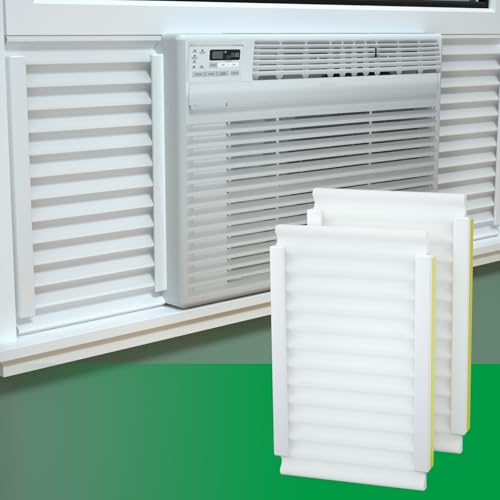 Fensterklimaanlage Seitenisolierung Panel, 2PIC Isolierpaneele Fensterdichtungs-Kit mit 4 Druckstreifen, Winter-Sommer-Winterwärme und Zugluft isolierend (Fenster-Klimaanlagen-Seiten-Isolierplatte)