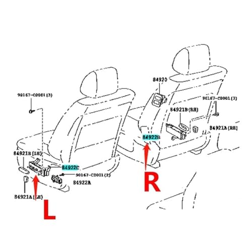 Interrupteur commande siège électrique noir pour Toyota Highlander et RAV4 - 7