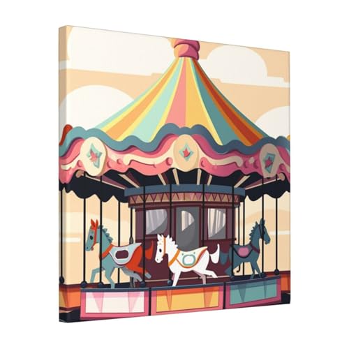 Peinture carrousel moderne sur toile de qualité pour salon et bureau