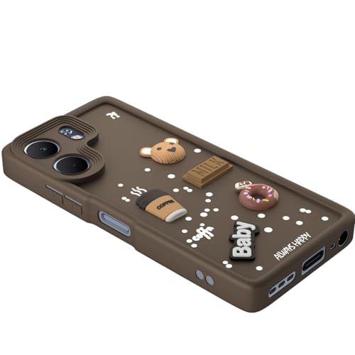 Image of Bintage Ball Bear| Donut| Milk Cake| Baby| Coffee Rubber Case Camera Protection Back Cover Compatible for Oppo A5x 5G - Brown