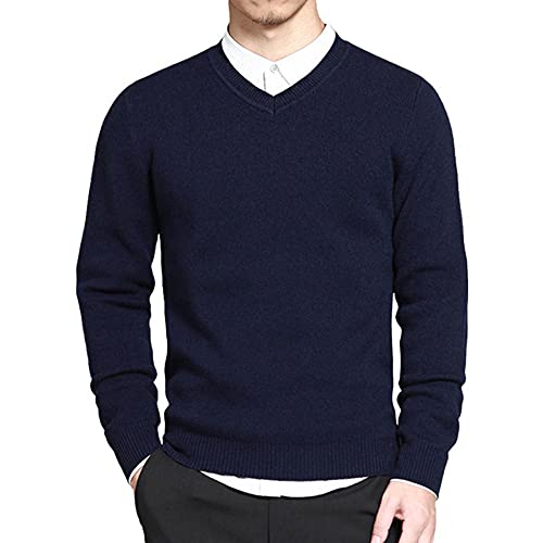 Suéter masculino NP básico gola redonda tricô masculino vermelho preto, Azul, XX-Large