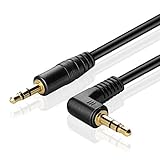 TNP Audio Cable 3.5mm Right Angle (10FT) Male to Male Gold Plated AUX Auxiliary Headset Jack Adapter TRS Cord for Bose Sony Headphones Cord Replacement iPhone iPod iPad Computer Portable Speaker Car