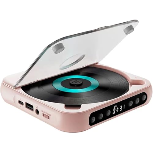 Lecteur CD portable rechargeable 2000 mAh, baladeur audio Bluetooth rose pour trajet
